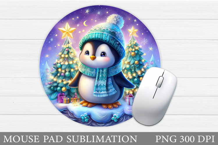 Christmas Penguin Mouse Pad. Christmas Mouse Pad Design