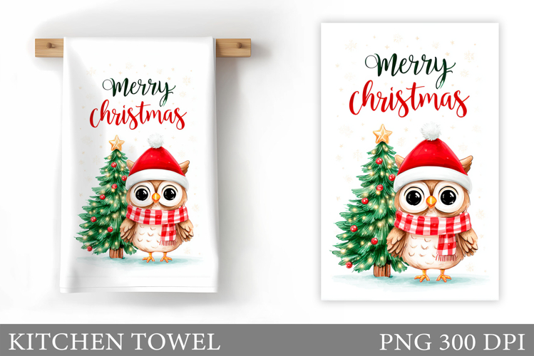 Christmas Owl Kitchen Towel. Christmas Owl Kitchen Towel