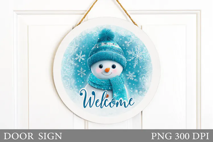 Snowman Door Sign Sublimation. Christmas Door Sign Design