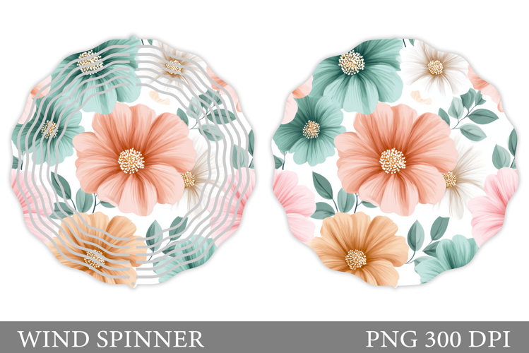 Flowers Wind Spinner Design. Floral Wind Spinner Sublimation