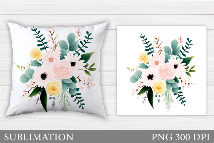 Floral Pillow Sublimation. Flowers Sublimation