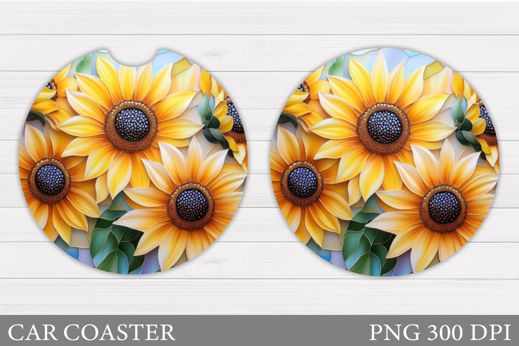 Sunflowers Car Coaster. Sunflowers Coaster Sublimation