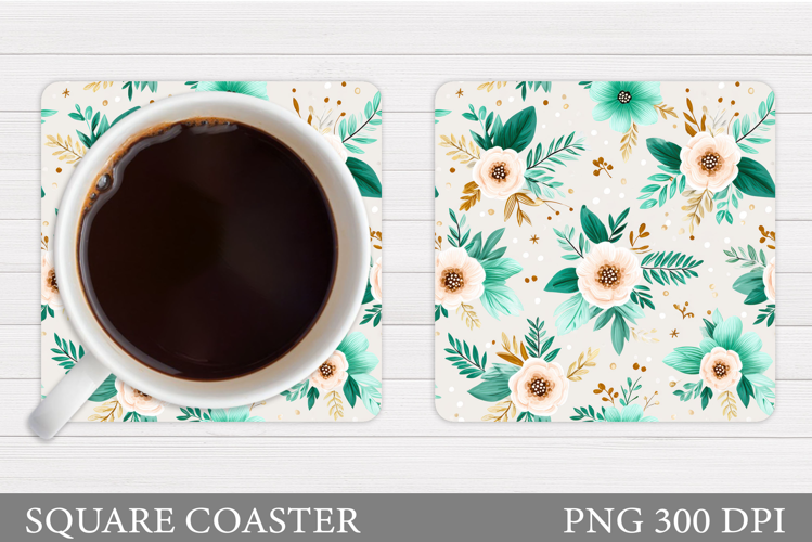 Flowers Coaster Sublimation. Floral Coaster Design