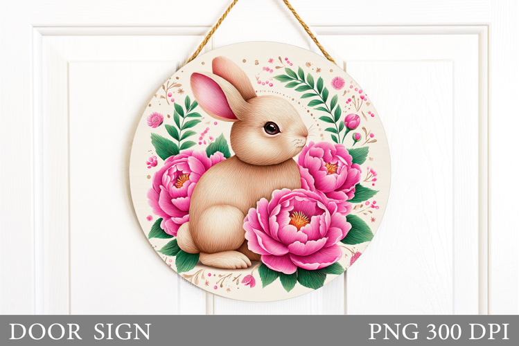 Cute Bunny Door Sign Design. Cute Bunny Sublimation