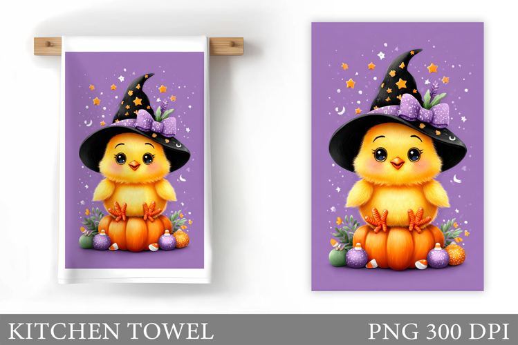 Halloween Chick Kitchen Towel. Halloween Kitchen Towel
