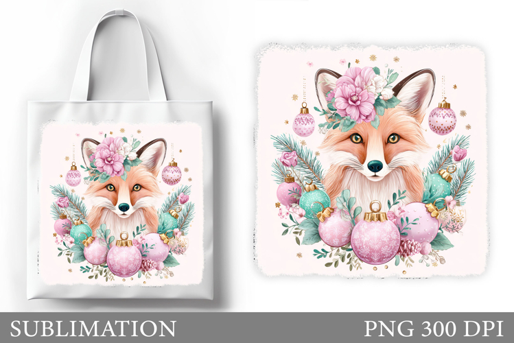 Christmas Fox Tote Bag. Christmas Tote Bag Sublimation