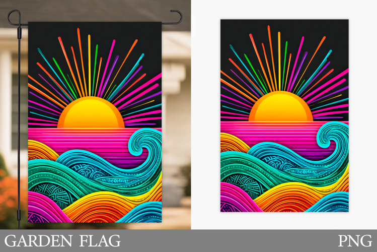 Sun Garden Flag Design. Sea Garden Flag Sublimation