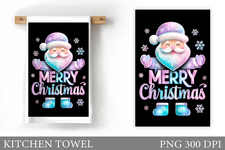 Santa Claus Kitchen Towel. Christmas Kitchen Towel Design