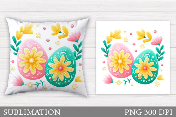 Easter Eggs Pillow Design. Easter Pillow Sublimation example image 1
