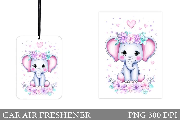 Elephant Car Air Freshener Design. Cute Elephant Sublimation