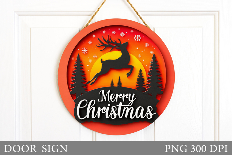 Christmas Deer Door Sign. Christmas Door Sign Sublimation