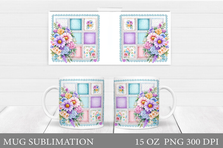 Flowers Mug Sublimation. Floral Mug Wrap Design example image 1
