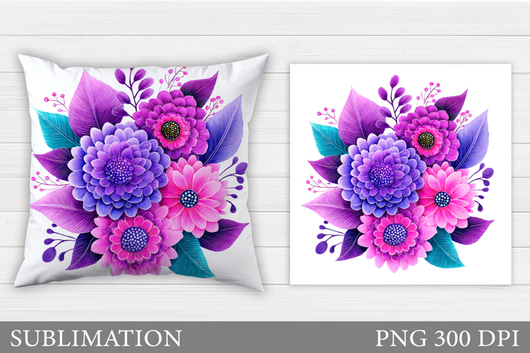 Flowers Pillow Design. Floral Pillow Sublimation