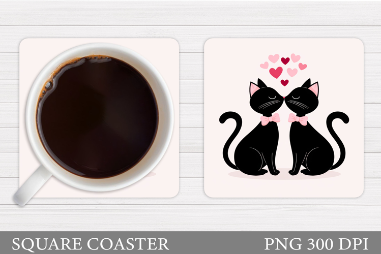 Valentines Cat Coaster. Valentines Coaster Sublimation