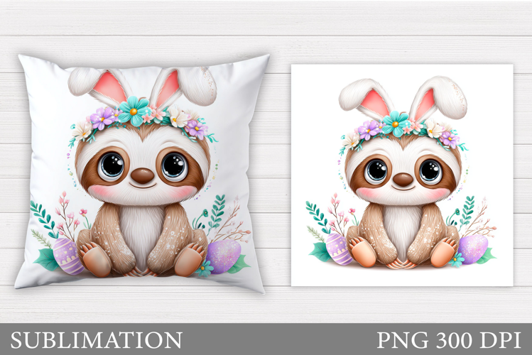 Easter Sloth Pillow Design. Easter Sloth Sublimation