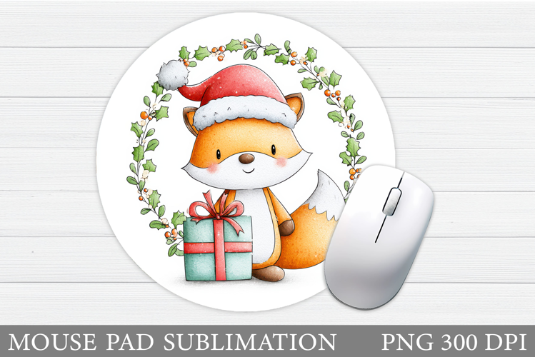 Christmas Fox Mouse Pad. Christmas Mouse Pad Sublimation