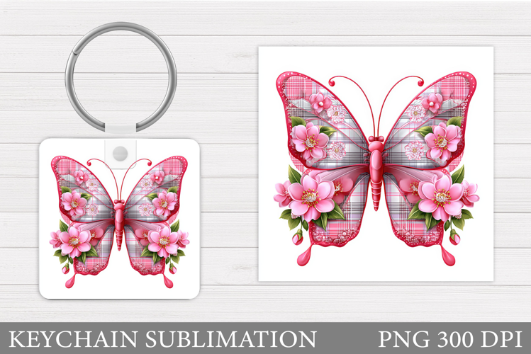Butterfly Flowers Keychain. Butterfly Keychain Sublimation