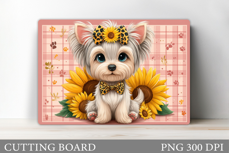 Cute Dog Cutting Board Design. Dog Flowers Cutting Board