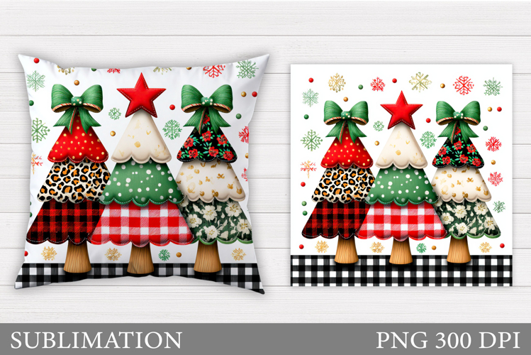 Christmas Tree Pillow Design. Christmas Pillow Sublimation
