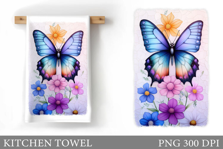 Butterfly Kitchen Towel Design. Butterfly Sublimation example image 1