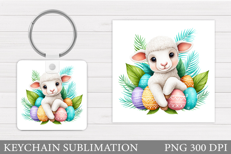 Easter Lamb Keychain Sublimation. Easter Keychain Design