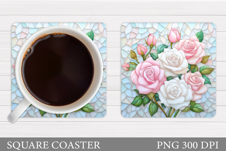Roses Coaster Sublimation. Flowers Coaster Design
