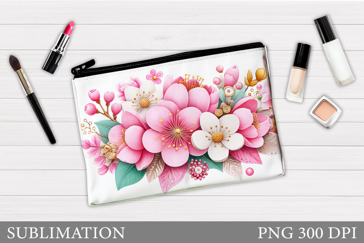 Flowers Makeup Bag Design. Flowers Cosmetics Bag Sublimation