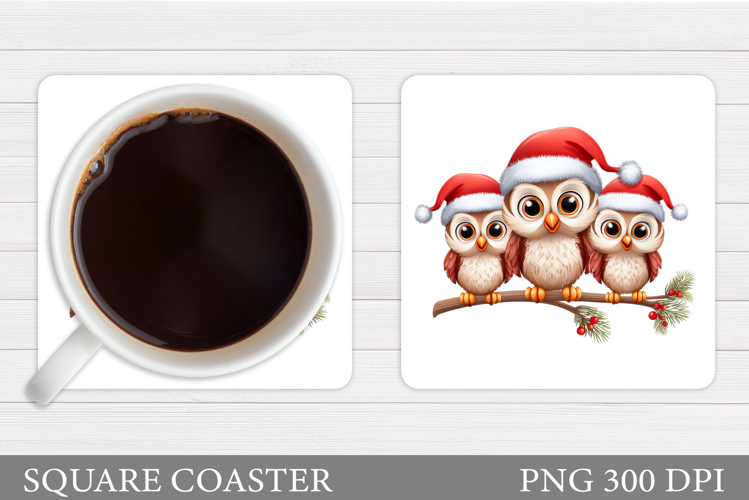 Christmas Owl Coaster Design. Christmas Coaster Sublimation