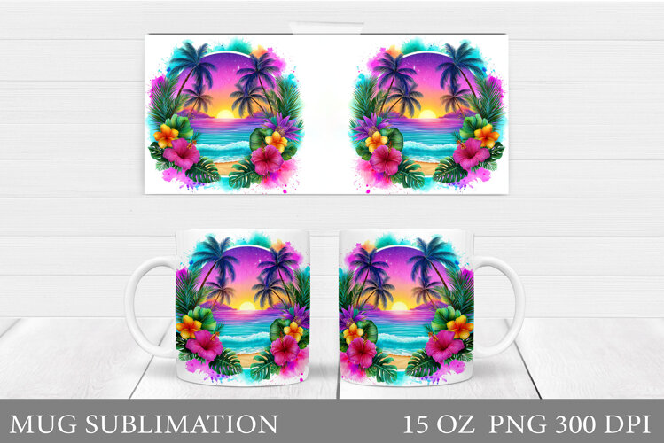 Beach Mug Wrap Design. Sea Mug Sublimation example image 1