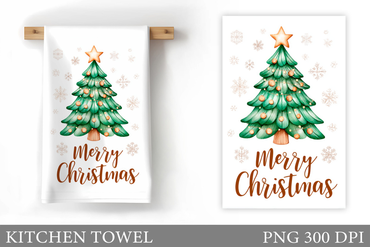 Christmas Tree Kitchen Towel. Christmas Deer Kitchen Towel