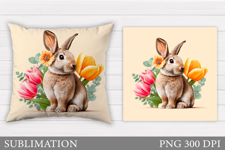 Spring Bunny Pillow Design. Bunny Sublimation