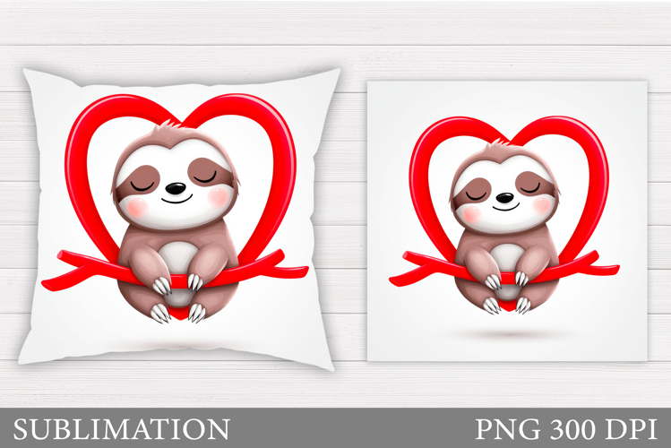 Cute Sloth Pillow Design. Valentine Pillow Sublimation