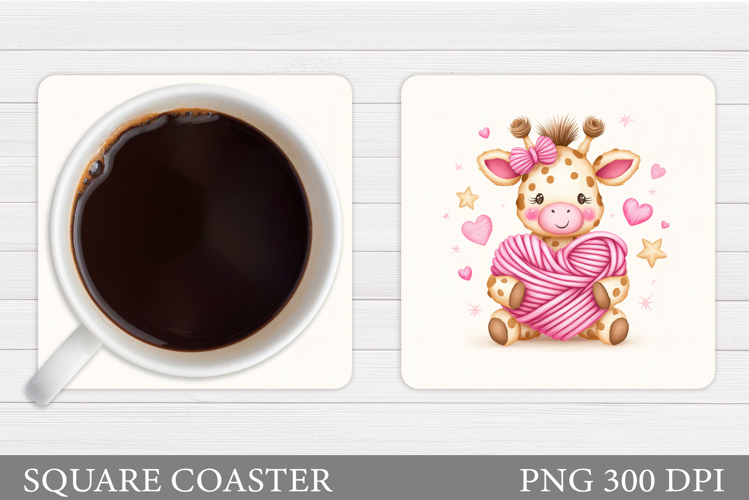 Valentines Giraffe Coaster. Cute Giraffe Coaster