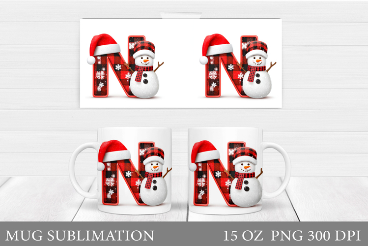 Christmas Letter N Sublimation. Christmas Mug Design