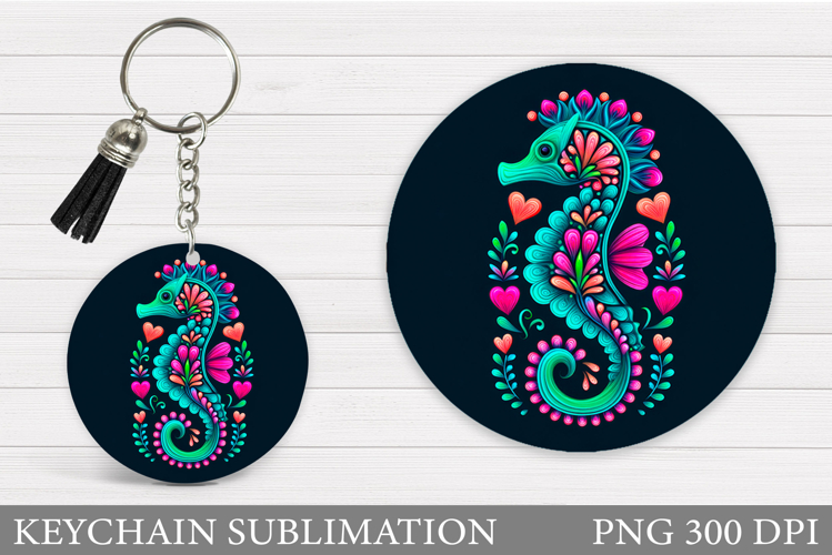 Seahorse Keychain Sublimation. Sea Keychain Design