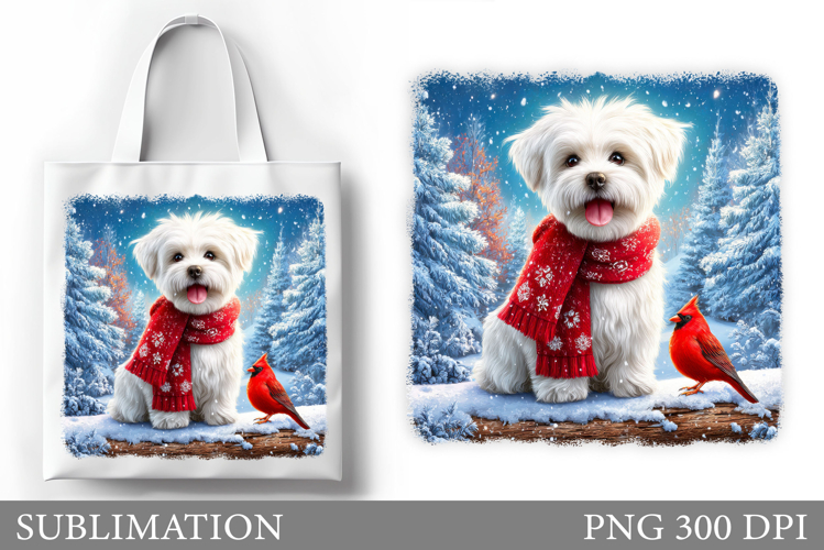 Christmas Dog Tote Bag. Christmas Tote Bag Sublimation