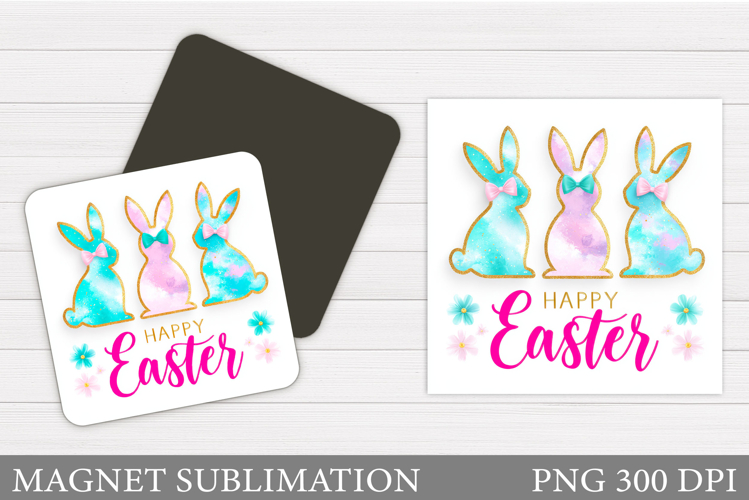 Happy Easter Magnet Design. Easter Bunny Magnet Sublimation