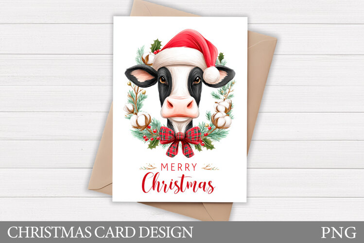 Christmas Cow Card Design. Christmas Card Printable example image 1