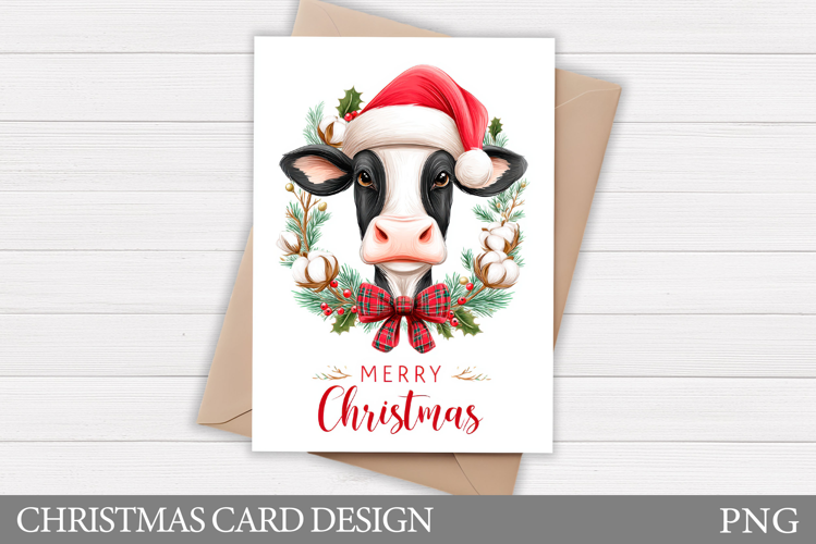 Christmas Cow Card Design. Christmas Card Printable