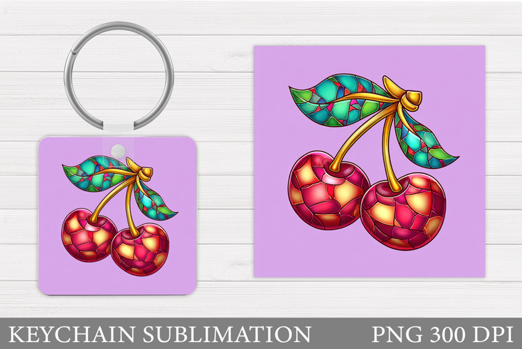 Cherry Keychain Design. Cherries Keychain Sublimation