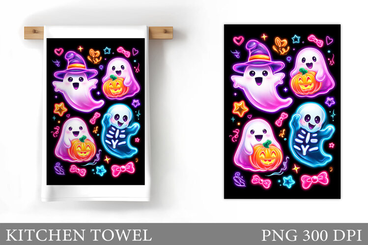 Ghost Kitchen Towel. Halloween Kitchen Towel Design example image 1