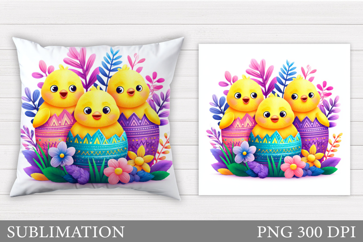 Easter Chick Pillow Sublimation. Easter Pillow Design