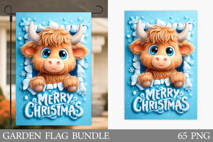 Christmas Cow Garden Flag. Christmas Garden Flag Sublimation