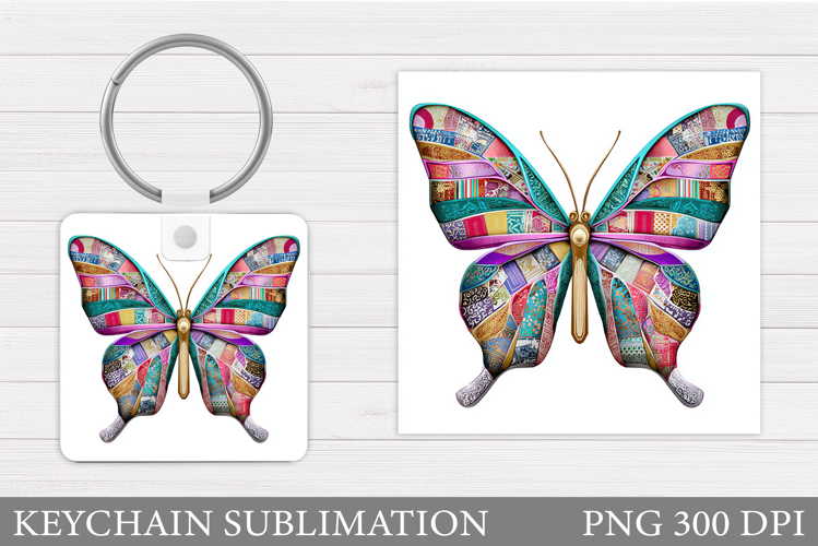 Butterfly Keychain Design. Butterfly Square Keychain