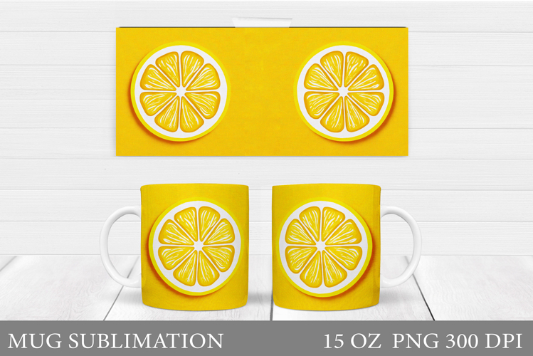 Lemons Mug Design. Summer Mug Sublimation