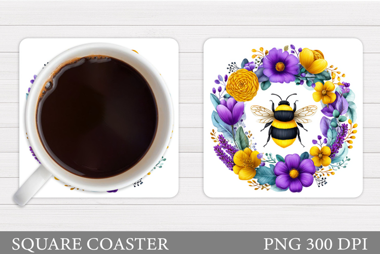 Bee Car Coaster Design. Bee Coaster Sublimation