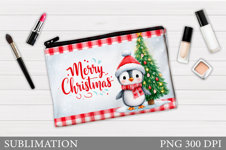 Penguin Cosmetics Bag. Christmas Makeup Bag Sublimation