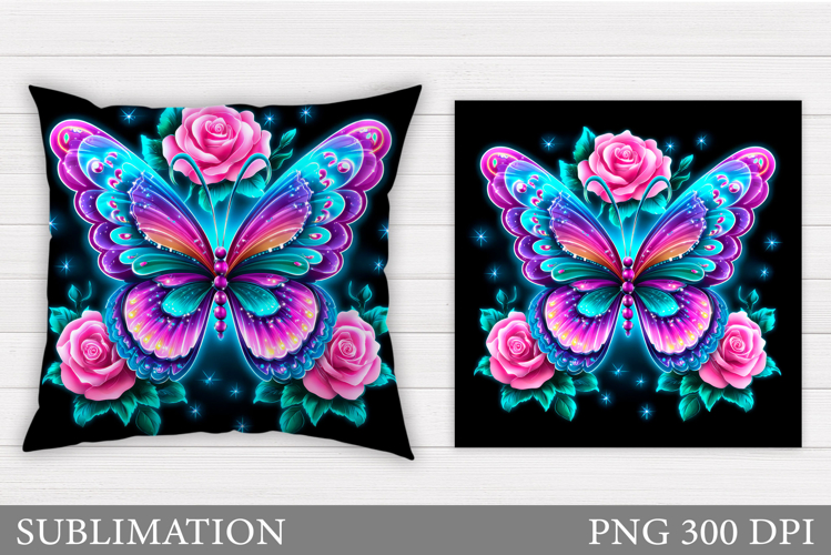 Butterfly Pillow Design. Butterfly Roses Sublimation