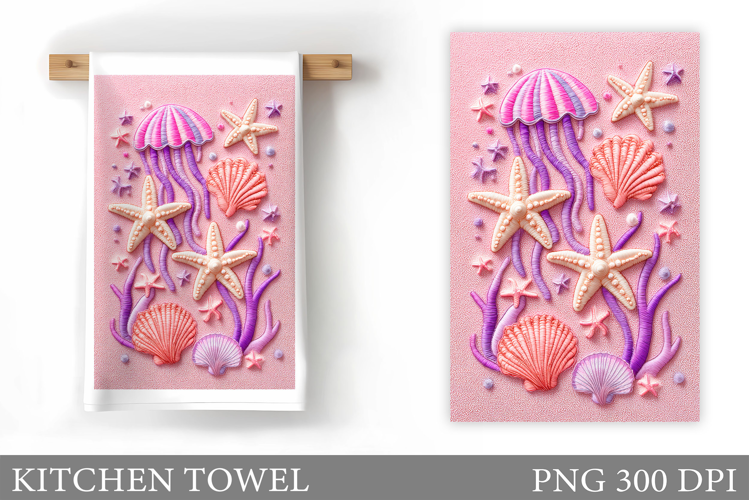 Jellyfish Kitchen Towel. Sea Kitchen Towel Sublimation