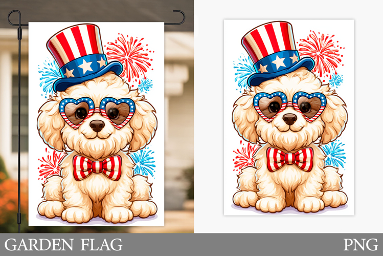 Patriotic Dog Garden Flag. Patriotic Garden Flag Design